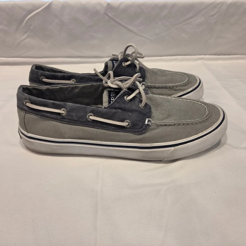 Sperry Top-Sider Mens Grey Navy Canvas Boat Shoes STS22018 Size 11